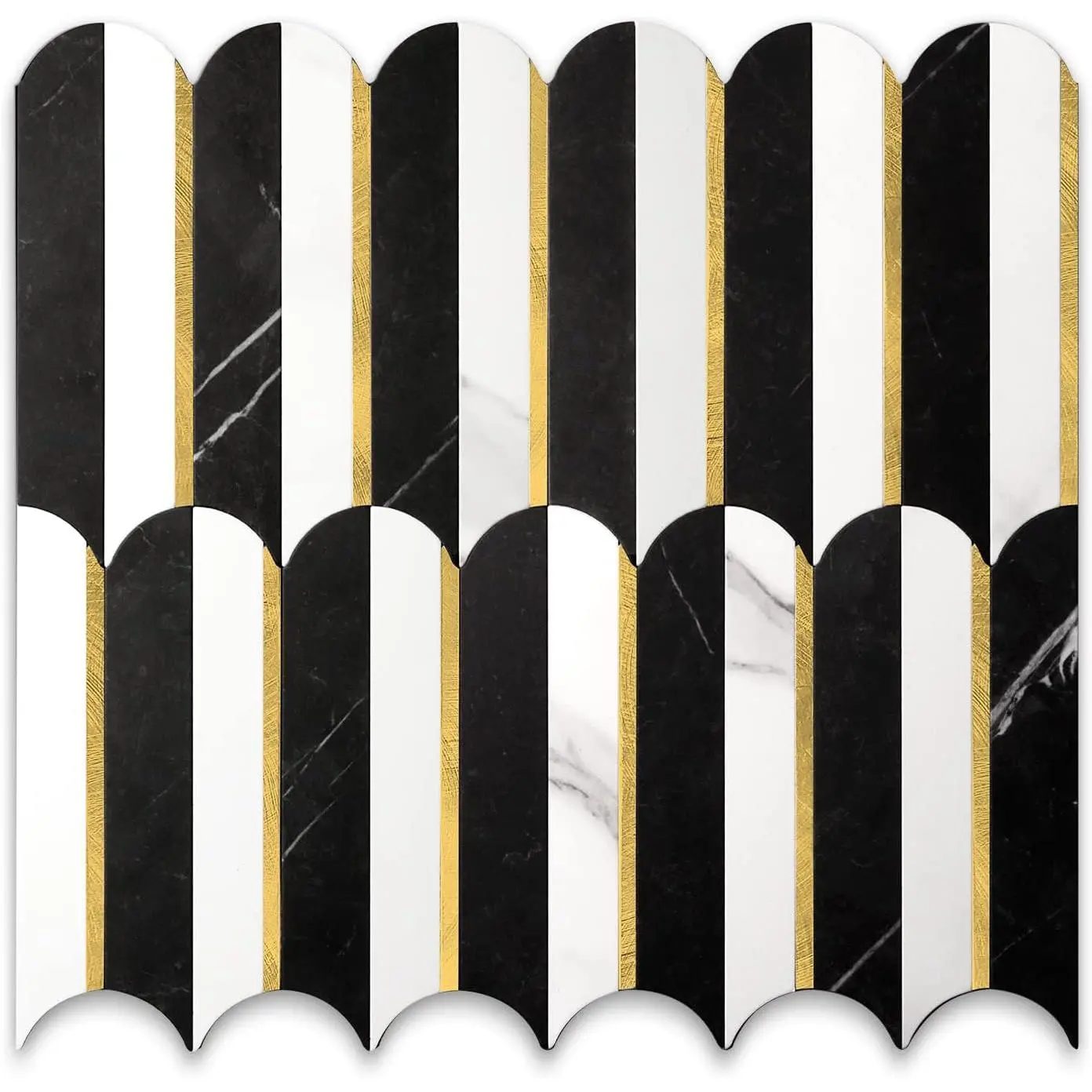 Peel and Stick Backsplash Seamless ,Stick on Backsplash for Kitchen and Bathroom, Marble Look PVC Mixed Metal  Self Adhesive Metal Mosaic s (1 Sheet)