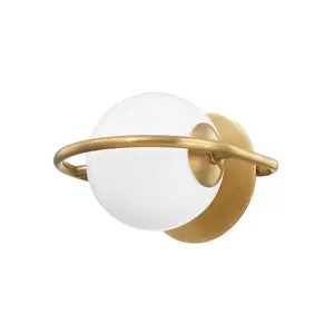 Everley Sconce - Solid Brass Frame with Opal White Glass Shade, Modern Elegance