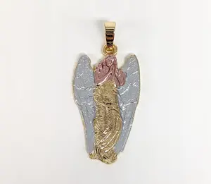Plated Tri-Color Guardian Angel Pendant