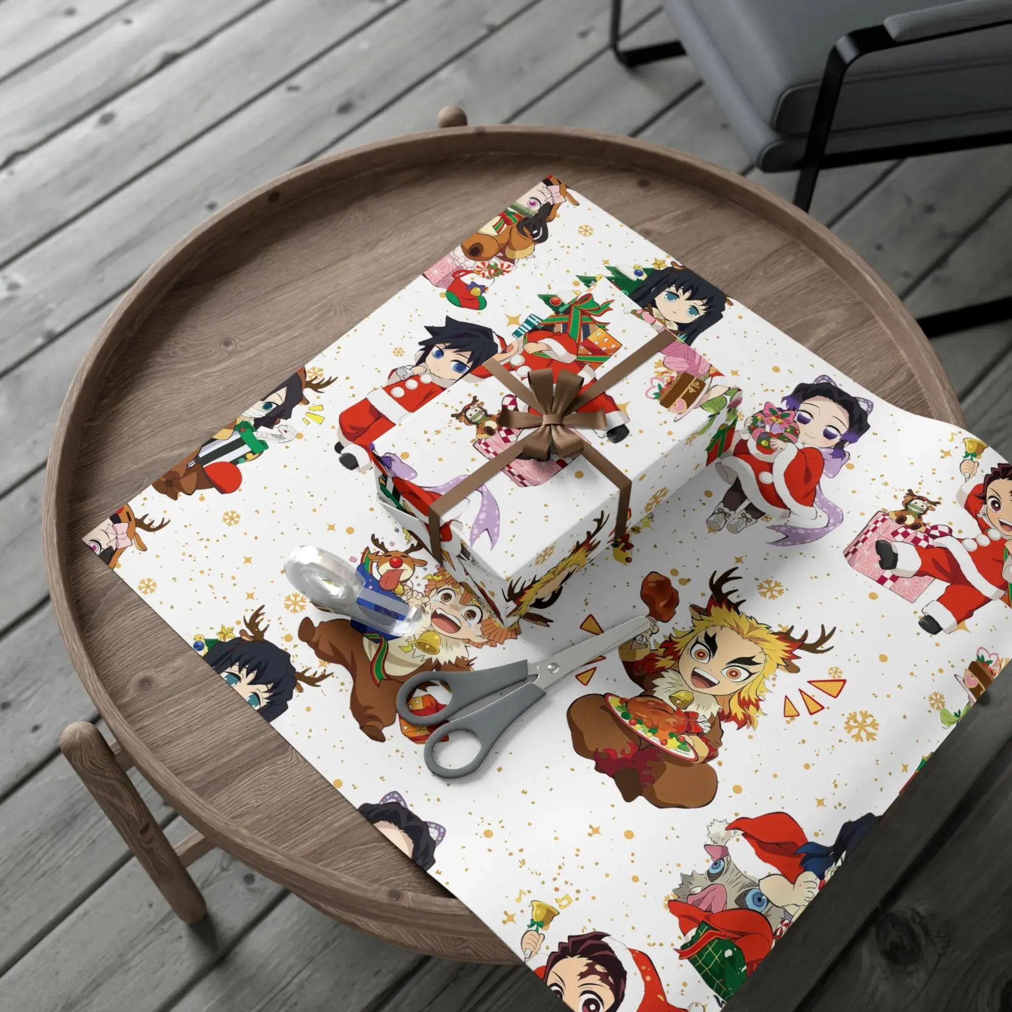 Chibi Demon Slayer Wrapping Paper, Anime Gift Wrap, Cute Kimetsu no Yaiba Wrap Paper Roll