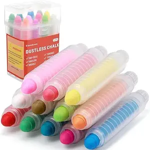 12 PCS Twistable Non-Toxic Washable Christmas Sidewalk Chalk with Holder | Unique Art Tool for Outdoor & Indoor Blackboard Fun | Packed in Plastic