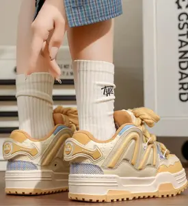 Chunky Retro Sneakers for Women – Casual Fashion Platform Shoes with Rope Laces, Comfortable Streetwear Trainers, Trendy Lightweight Footwear for Daily Wear