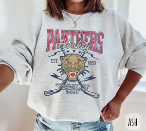 [SALE UP TO 50%] [SALE UP TO 50%] Vintage Florida Hockey Sweatshirt - Retro Panthers Crewneck, Florida Champions Hoodie, Hockey Cup Game Day Shirt for Fans