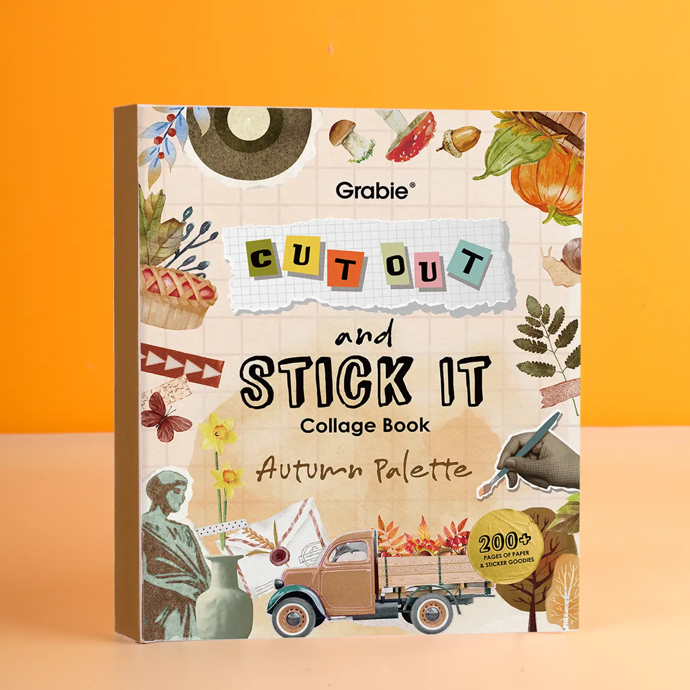 Grabie Autumn Palette Collage Activity Book - 200+ Pages, Arts and Crafts, Kids Crafts, Coloring Book Set, Vellum Paper, Kraft Paper, Back to School, Class Reward Gift Idea