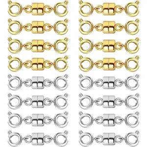 Double Magnetic Necklace Clasps and Closures 14K Gold and Silver Bracelet Extender Clasps Converters for DIY Making