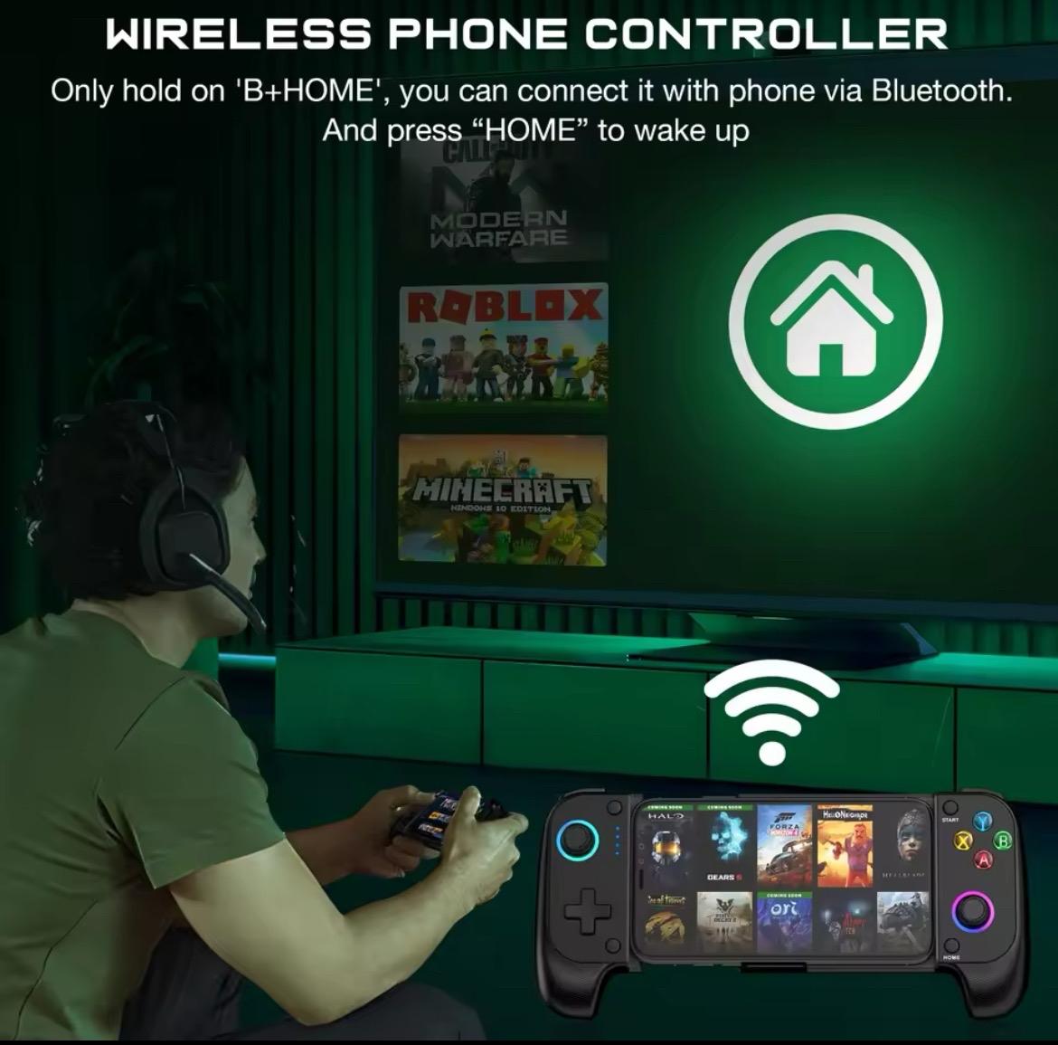 Cell Phone Gamepad Joystick for iPhone Android Control Bluetooth Controller Trigger with Hall Effect Stick Mobile Game