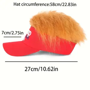 Donald Trump 2024 MAGA Baseball Cap With Hair Wig - Make America Great Again Emb