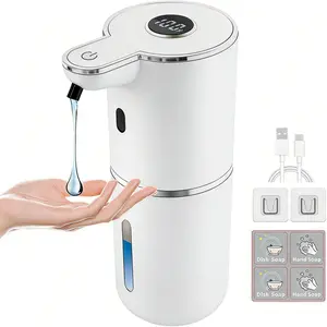 Touchless Automatic Liquid Soap Dispenser, USBRechargeable, 6-Level Adjustable Volume Control,12.8oz/380ml, Wall Mount for Kitchen Bathroom, LiquidDispenser Stickers (White)