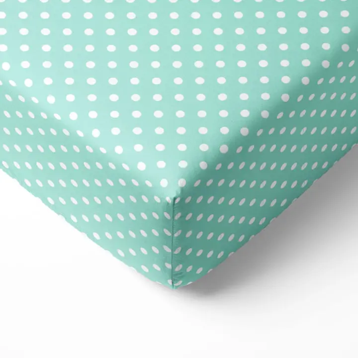 Bacati Pin Dots 100% Cotton Percale Fitted Crib Sheet – Mint