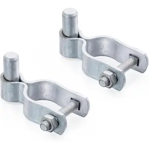 1-3/8" Chain Link Fence Gate Male Hinge, Heavy Duty Galvanized Steel Gate Hinges with Bolts and Nuts, Durable Secure Long Lasting Fence Hardware, Easy Installation (2 Pack)