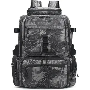 Fishing Tackle Backpack, 45L Storage Waterproof Travel Bag Store Fishing Gear with Insulated Top Pocket