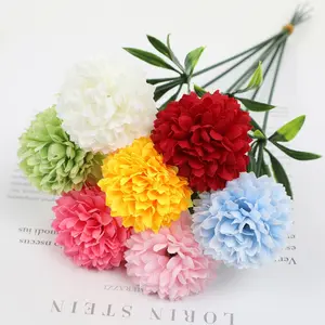 18 Artificial Chrysanthemums - No Maintenance Required for Decorative Fake Flowers, Multi-Color Combination (White, Red, Pink, Gray-Green) for Home, Wedding, And Party Table Decorations - Seasonal Indoor And Outdoor Decor - Durable Plastic Bouquet