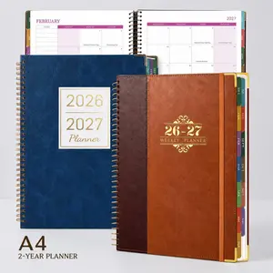 CAGIE A4 18 Months 2026 2027 PLANNER 8.5*11 inches weekly planner spiral leather cover Notebook type-A person gift
