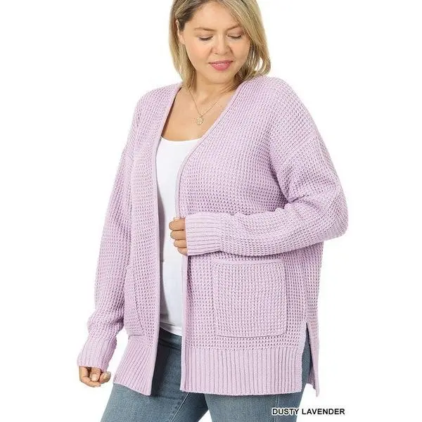 Lavender waffle knit cozy cardigan