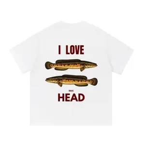 Men's Snake Head Graphic T-Shirt, Casual Menswear, Round Neck Short-Sleeve Streetwear, Funny Fishing Humor Top