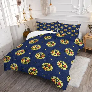 Club América Comforter Set (1 Comforter + 1/2 Pillowcases), 2/3-Piece Mexico Soccer Team Logo Design Polyester Bedding Sets, Sports Style Theme Quilt for Teens Adults & Fans, Ideal Gift for Football Enthusiasts
