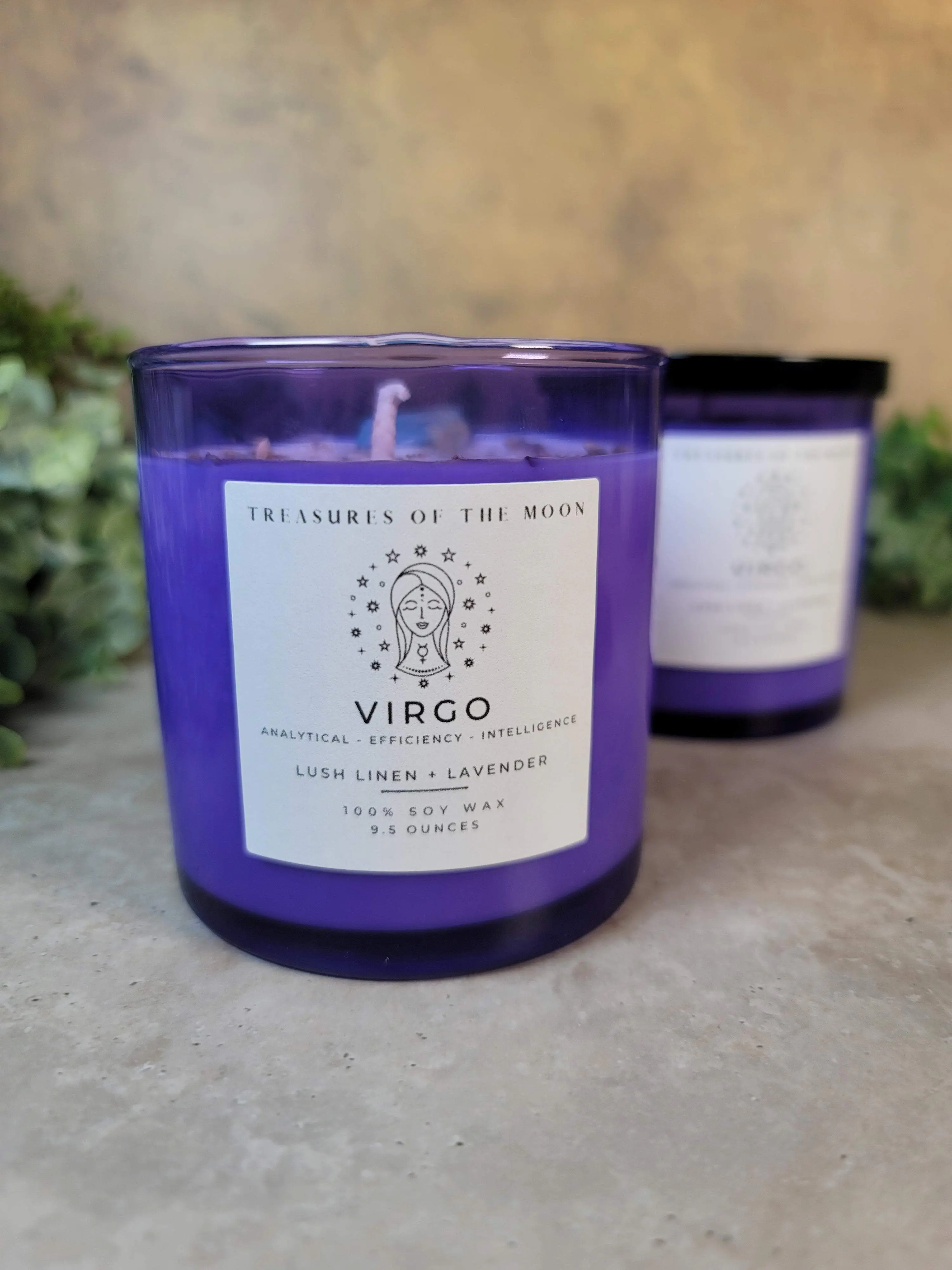 Virgo Zodiac Candle 9.5oz Hidden mica glitter 100% soy wax