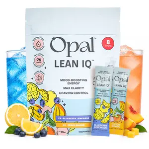 Opal LeanIQ Drink Mix Travel Pack — 8 Single-Serve Stick Packs For Natural Clean Energy, Focus and Mood Support