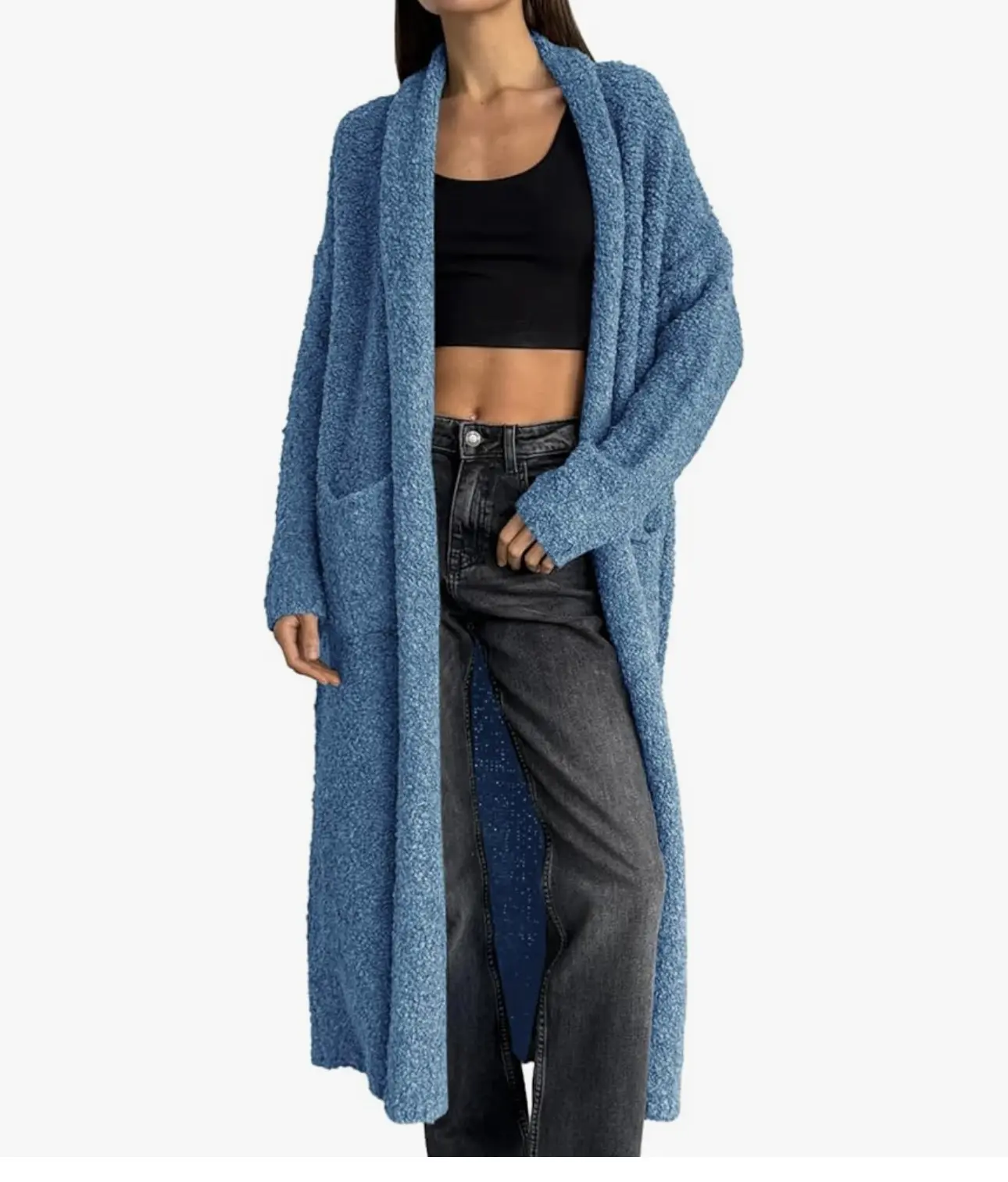Oversized Chunky Fuzzy Lapel Duster Cardigan Winter Fit Winter Fit
