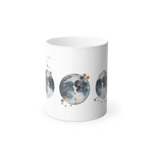 Moon Phases and Gold Stars Color Morphing Mug, 11oz