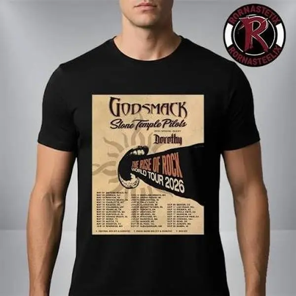 Godsmack The Rise of Rock World Tour 2026 Vintage Graphic T-Shirt, Rock Concert Tee, Heavy Metal Fan Shirt, Retro Gift T081027