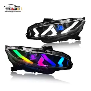 TT-ABC RGB Headlights for 2016-2021 Honda Civic 10th Gen Lamborghini Design Plug and Play One Year Warranty Compatible Models Easy Installation Car Accessories Led Blinker