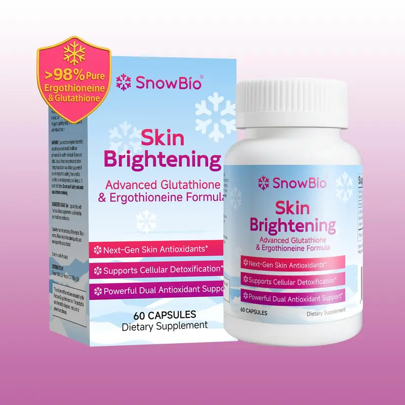 60-Count Skin Brightening Capsules for Women - Advanced Glutathione + Ergothioneine, 98% Pure, Daily Supplement gut wellness support cellular energy optimal potency health beauty fitness