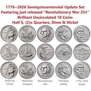 2026-P&D BU US Coins Set - Half Dollar, Quarters, Dime, Nickel (10 Total Ungraded Non-Circulating Mint Coins) IN STOCK