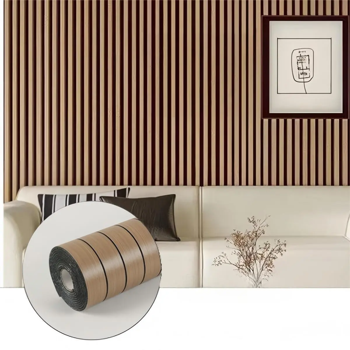 Self-adhesive textured grid wallpaper, removable self-adhesive faux wood grain wallpaper, Decorative wallpaper, suitable for home decoration, can be used for wall, TV background wall covering, 15.74 inches X 118 inches