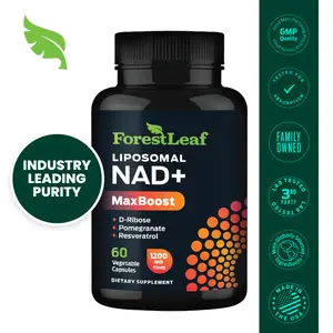 ForestLeaf MaxBoost Liposomal NAD+ Supplement Booster 1200 mg with Resveratrol, D-Ribose and Pomegranate - For Women and Men, NMN Alternative -60 Caps