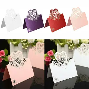 Heart Hollow-out Elegant Table Number Cards, Wedding Banquet & Party Name Place Cards for Decoration