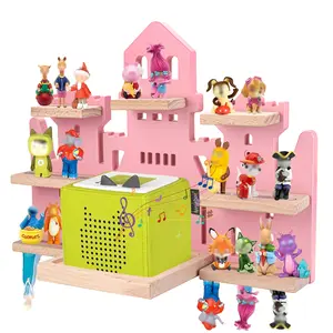 Tonie Shelf for Tonies Box Set - Tonie Storage for Tonie Box & Tonies Figures & Charging Station, Magnetic Wooden Floating Shelf for Toniebox & 15-33 Tonies Characters, Wall Mounted Rack,Castle Shape Organiser