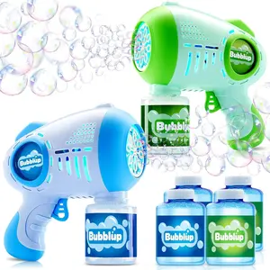 2 Kids Bubble Guns with 4 Bottles Solution, Automatic Bubble Machine Gun with 8 Holes for Kids, Adults, Summer Toys, Easter Basket Stuffers, Birthday Gift, Party Favors