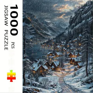 1000 Piece Mountain Town Theme Puzzle, Jigsaw Puzzles, Large Adult Family Interactive Toy, DIY Home Decor Brain Challenge, Holiday Scene, Perfect Gift