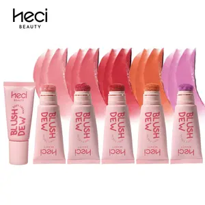 HECI High-pigment Liquid Blush, Natural Matte Finish Long Lasting Buildable Blush with Sponge Applicator, Moist Smooth Lightweight Breathable Blush Stick