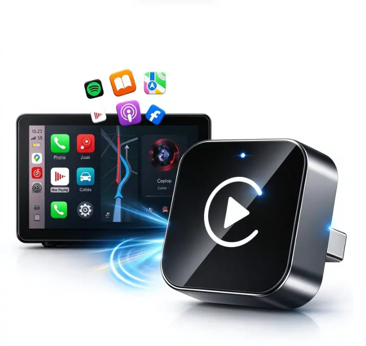 2027 Upgraded Version Wireless CarPlay Adapter for Portable In-Car Display, CarPlay Car Screen, 2-in-1 Wireless CarPlay and Android Auto for Seamless Smart Navigation and Entertainment