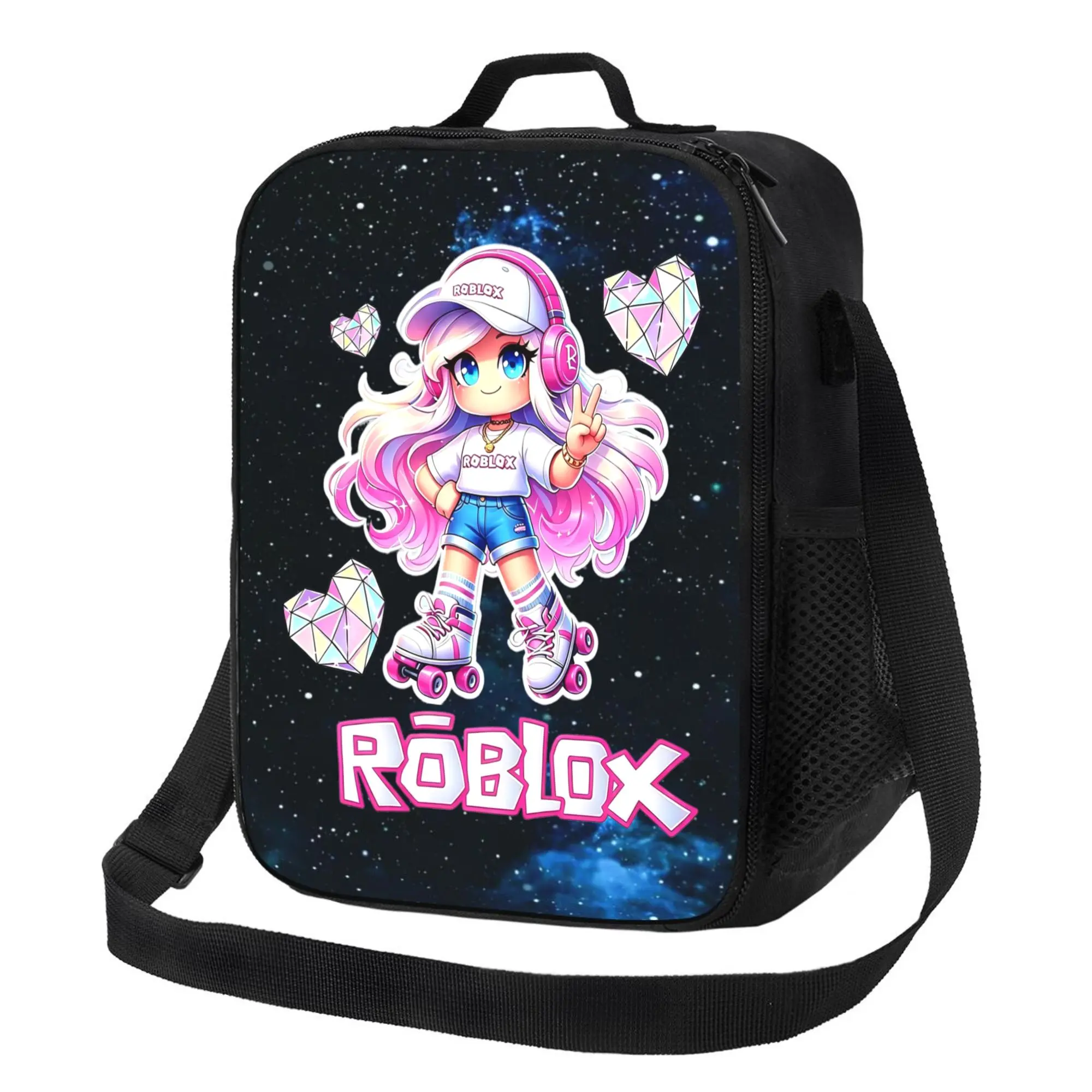 Large Capacity Roblox Galaxy Pattern Cooler Lunch Bag For Commute Picnic Camping