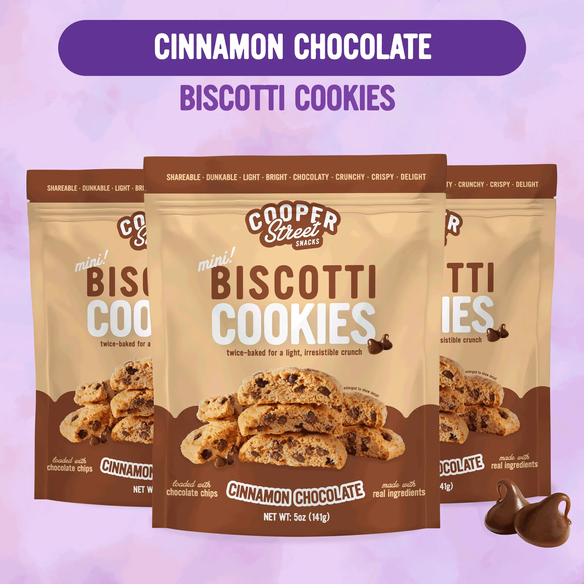 Cinnamon Chocolate Twice Baked Cookies 5oz - 3 Pack