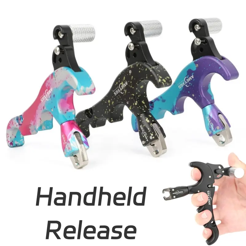 Handheld 4-Finger Grip Archery Release Aid (1pc, 10.5cm, 72g) - Ergonomic, Spray-Paint Look, Metallic Body, Precision Metal Jaw, Colorful Texture, Perfect Palm Radian Fit, Smooth Power Delivery, Easy Control, Bow-Adjustable, Ideal for Daily Practice