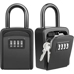 Lock Box [5 Keys Capacity] - 4-Digit Combination Waterproof Key Safe for Home,, Office, Realtors - Lockbox (2 Pack Black)