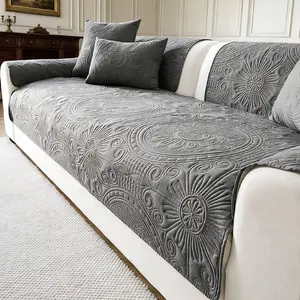 Seasonal Geometric Pattern Sofa Cover, Dustproof Sofa Slipcover, Soft Skin-Friendly Ultrasonic Sealed Edge, Dust-Proof Scratch-Resistant for Pet & Kids Families, Quilted Sofa Cover
