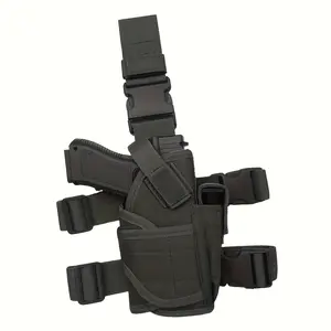 1 HUAPUDA Adjustable Tactical Thigh Holster with Magazine Pouch - Right Hand Hold, Durable Polyester Leg Holster, Suitable for Men and Women, Perfect for Outdoor Sports, Black, Thigh Bag