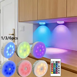 RGB Rechargeable Round Step Light Set, Colorful Night Lamp, 16 Adjustable Colors, Remote Control, Indoor Multi-Color Ambiance Lighting