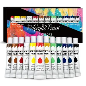 Acrylic Paint Set, 12/24 Colors Acrylic Paint with Box, Art Paint for Wood, Canvas and Fabric Projects, Very Suitable for Rock Glass and Creative Handmade, Teaching Painting Supplies