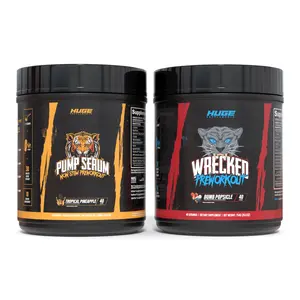 Huge Supplements Pre-Workout Stack (1 Wrecked Pre-Workout, 1 Pump Serum) Energy