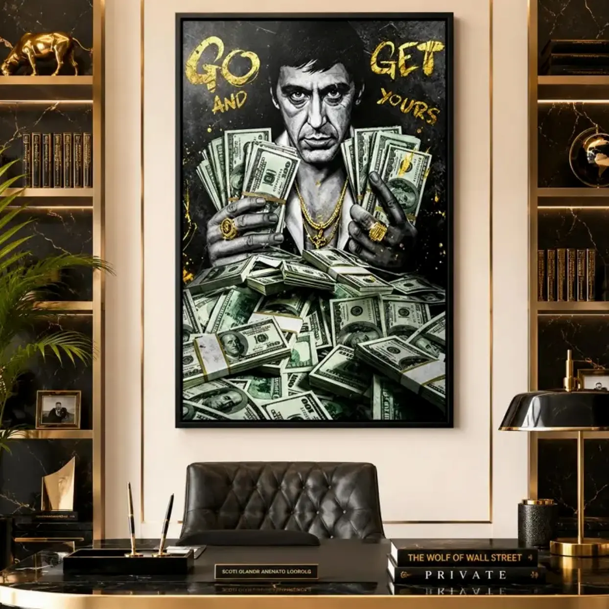 Tony Montana Scarface Inspirational Quote Canvas Print, 1pc Dollar Money Cash Themed Wall Art, Artwork, Decorative Art,  Modern Art Design Poster for Bedroom, Office & Home Decor Scarface Wall Art, Gangster Poster, Money Motivation Decor, Man Cave Decor