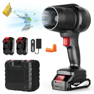 Cordless Leaf Blower 36000RPM Handheld Electric Turbo Fan w/ 2 Batteries Charger