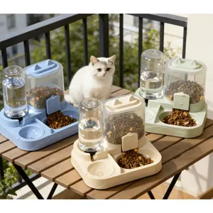 Large Capacity Automatic Cat Feeder and Waterer - Dry and Wet Separation for Indoor Pets Hydration and Healthy Eating, Suitable for Cats and Dogs New Cat Double Bowl Automatic Pet Bowl Feeder Cat Waterer Cat Bowl Cat and Dog Bowl fountain pet products