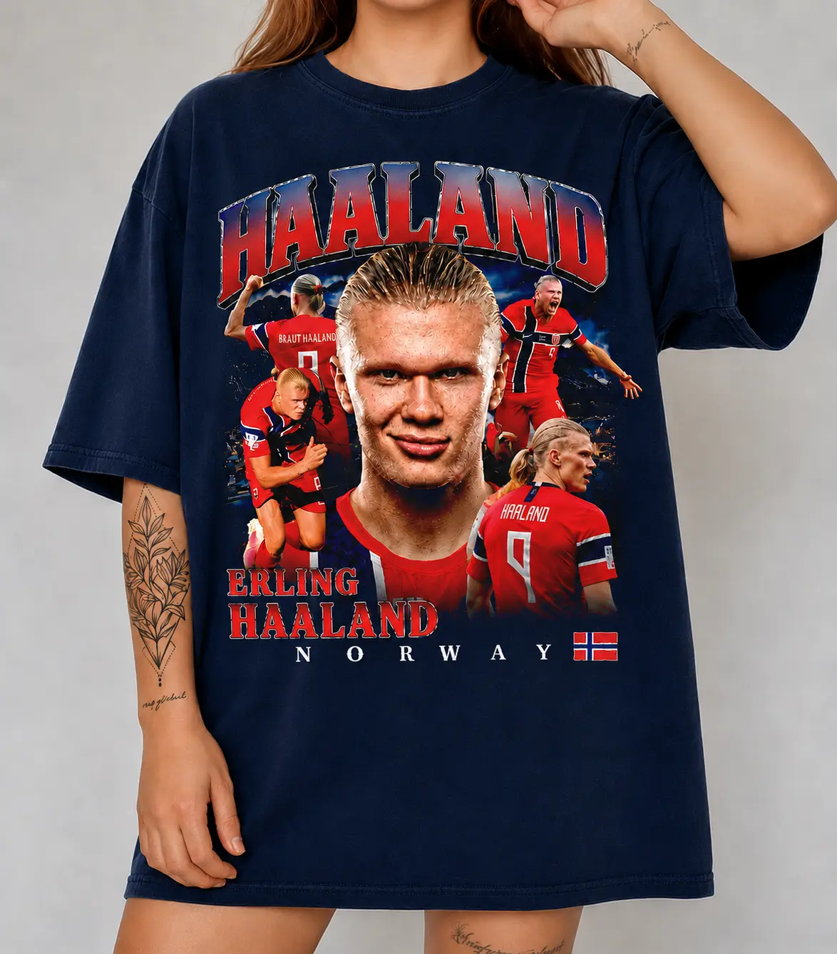 Erlingg Haalandd Shirt Vintage Graphic Tee, Norway Soccer Shirt, Football Fan T-Shirt, Retro Bootleg Oversized Unisex Shirt, Soccer Gift