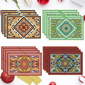 DIY diamond painting table mat/heat insulation mat set of four pieces, Mandala style series | Handmade decorative set / Creative gift for family dining table / Special pad for coffee and cold drink lovers